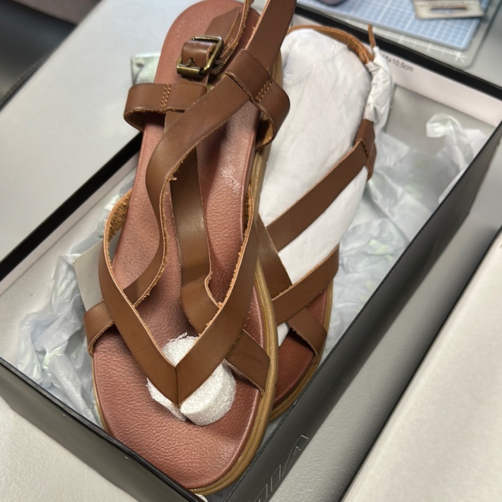 Mia Brown Leather Sandals New with box size 8.5